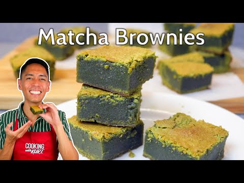 Red Ribbon-style Matcha Fudge Brownies: Moist Rich Matcha Fudge Bars | Cooking with Kurt