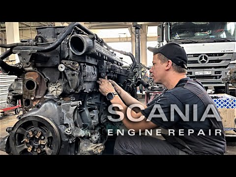 МАСТЕР СОБИРАЕТ ДВИГАТЕЛЬ ОТ ГРУЗОВИКА SCANIA.  + ЗАПУСК МОТОРА. DC12 HPI