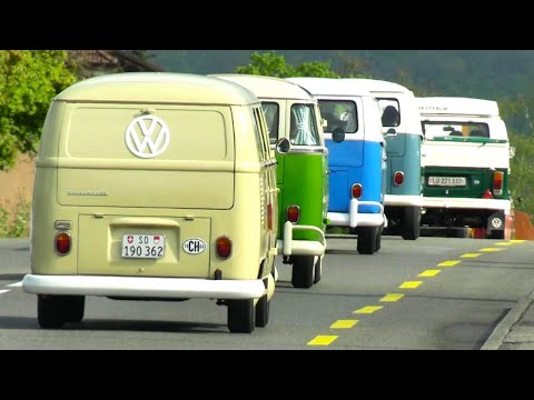 Classic VW Bus Jubilee Convoy - 75 Volkswagen Campervan, Transporter, Kombi - VW Type 2 T1, VW T2