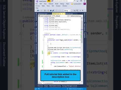 Autocomplete Textbox in Asp.net c# with SQL  #swiftlearn #short