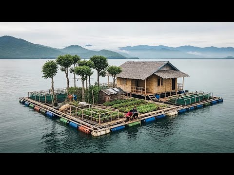 Talented Woman Builds SELF-SUFFICIENT floating bamboo island Solo | by @Triệu Thị  Dương​