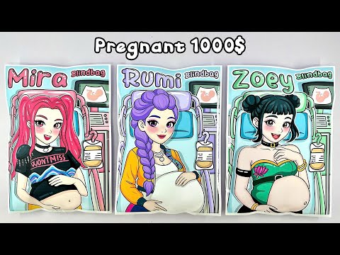 (✨Paper DIY✨)  Pregnant Rumi, Mira, Zoey Blind Bag 1000$ | KPOP DEMON HUNTERS | ASMR