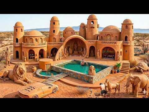 200 Days to Build a Tiny Survival Home in the Desert, Including a Swimming Pool Design