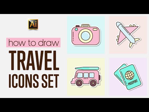 TRAVEL ICONS SET| ADOBE ILLUSTRATOR TUTORIAL FOR BEGINNERS