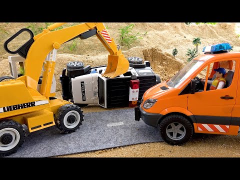 Rescue Police Car and Bridge Construction Vehicles Excavator Crane Truck | BIBO TOYS