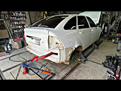 Приора после Кудесников! Вытаскиваю заднюю часть.