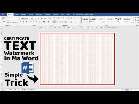 How to make Certificate Text Watermark in Microsoft Office Word Tutorial || Simple Trick