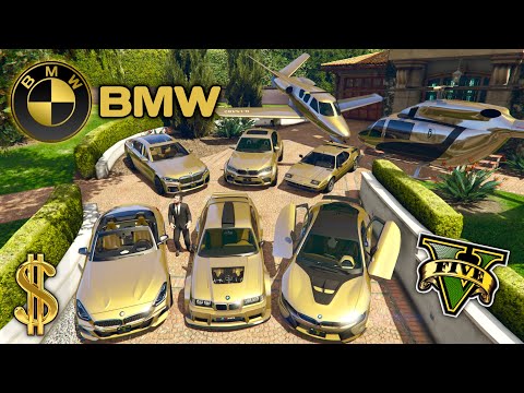 GTA 5 - Stealing Billionaire Golden BMW Cars with Michael! | (GTA V Real Life Cars #89)