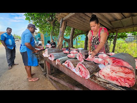 Wow!! Beautiful Nature Village's Worth Fish Market & Fish Cut in Amazing Sri Lanka