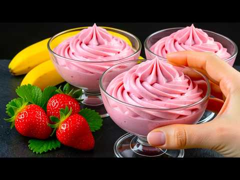 Silky Smooth Strawberry Banana Mousse That Surprise Everyone! Delicious Italian dessert in 5 minutes
