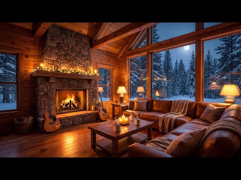 Snowfall Outside, Warm Fireplace Inside ❄️ Cozy Café Piano Music for Deep Relaxation