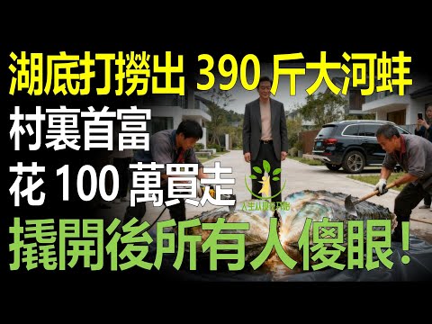 湖底撈起390斤大河蚌，村裏首富花100萬買走，撬開後所有人都傻眼了