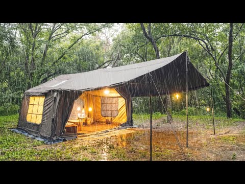 Camping in the Heavy Rain | Nonstop Relaxing Rain Sounds for Sleeping (ASMR) | Binge-Watch