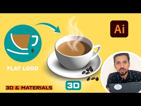 Easiest way to create 3d Coffee cup in illustrator | '3D & Materials' Tutorial