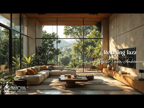 Relaxing Jazz in a Sunlit Forest Cabin | Smooth Jazz & Nature Views for Study, Focus & Peaceful Day