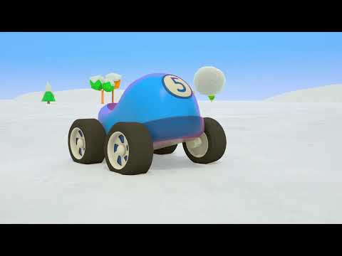Small cars play winter games, build snow and ice castles with Helper Cars and trucks.