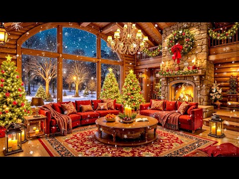 Peaceful Christmas Music for Relaxation 🎄 Beautiful Christmas Ambience 🔥❄️Warm Fireplace & Soft Snow