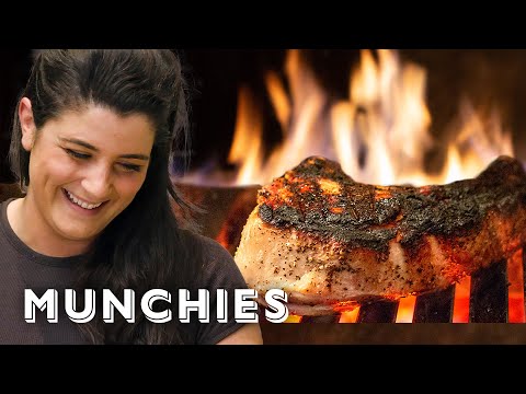 Pork Chops and Pizzas Cooked With Open Fire at Marta