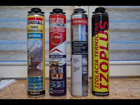 Test pianek natryskowych ( termoizolacyjnych ) . Soudal , Polynor , Penosil , Izoplus