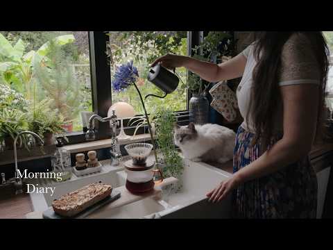 Calm Morning Diary🪴Breakfast, Coffee & My Favourite Healthy Sweet Treats: Banana Cake, Apple Cake