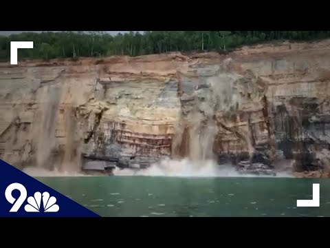 Boaters watch cliff collapse along Lake Superior