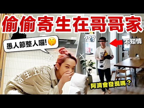 寄生上流真實上演！偷偷住進哥哥新家，阿滴會發現嗎？【大鬧哥哥新家 Ep. 1】♥ 滴妹 x 愚人節企劃