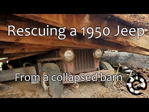 Rescuing a 1950 Willys Jeep from a collapsed barn