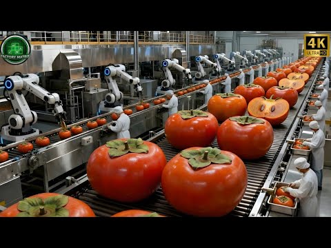 Inside a Modern Persimmon Factory: From Fresh Persimmons to Smooth Orange Pulp (Full Process)