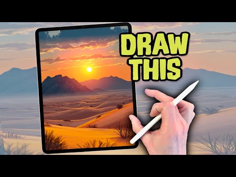PROCREATE Tutorial East Steps LANDSCAPE DRAWING - Sand Dune Sunset