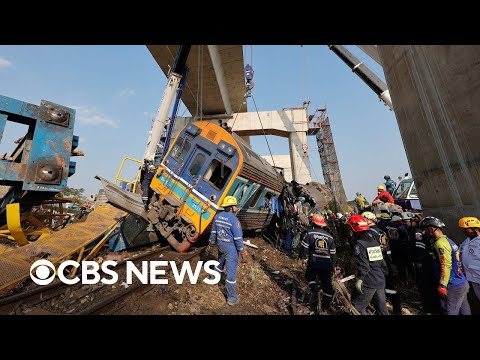 Videos show aftermath of crane collapse on train in Thailand