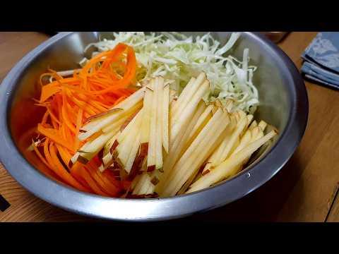 양배추,당근,사과 이렇게 드세요! 아침 밥대신 2주만 챙겨드셔도 묵은 뱃살이 쭉쭉 빠져요 (저속노화 양배추당근사과 들깨 다이어트 레시피)✌️