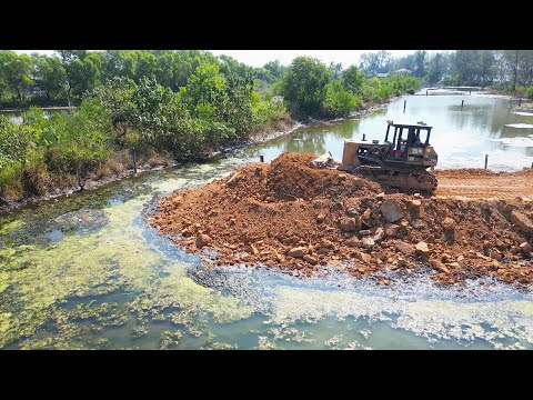 Amazing Connected 100% Building New Road For Land Border By Komatsu D53A & 5T Trucks Team