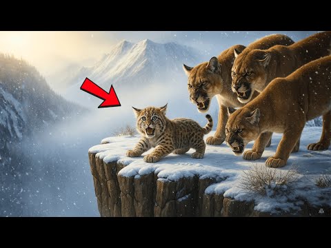 A Helpless Baby Bobcat Is Surrounded by a Pack of Mountain Lions — Just Look Who Came to His Aid
