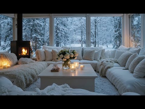 ๐ฅโ๏ธ 4 Hours of Soothing Piano with Winter Lounge | Fireplace Glow & Snow for Calm Study