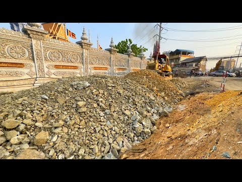 First Step Repairing New Foundation Road For Village By Dozer Spreading Stone & 10Wheels Dump Trucks