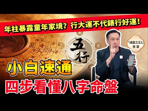 四步看懂八字命盤！小白也能快速掌握的八字分析法。年柱暴露童年家境？月柱看事業，日柱看自己和婚姻！行大運不代錶行好運？#命理 #八字 #玄學 #算命 #教學