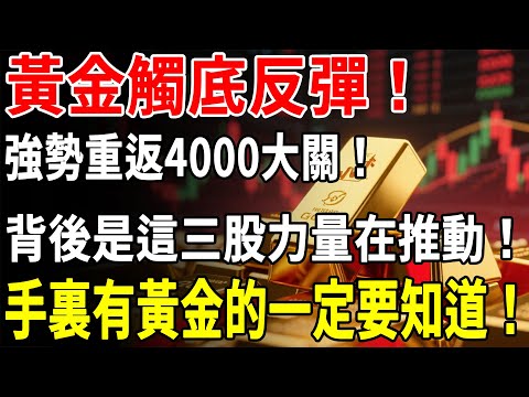 黃金觸底反彈！強勢重返4000大關！背後是這三股力量在推動！手裏有黃金的一定要知道！#黃金#投資#理財#晚年生活#晚年幸福#退休金#養老#金價