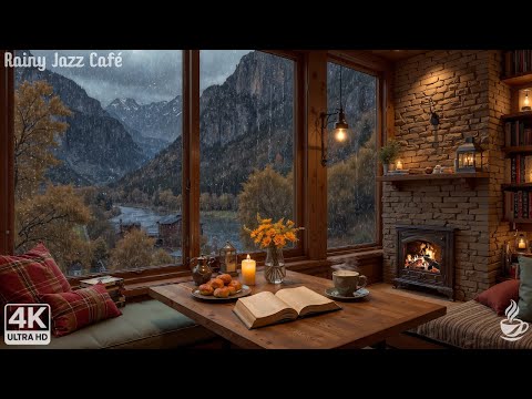 Rainstorm & Fireplace Noise 🌧️ Cozy Jazz Piano Ambience | Deep Sleep & Insomnia Relief