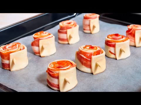 A brilliant snack idea in 5 minutes! Do you have puff pastry and bacon?