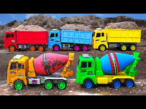 Xe cứu hỏa dập lửa, máy xúc, ô tô cần cẩu xây trạm xăng dầu | Bé cá đồ chơi