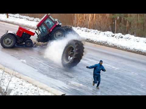 Winterwahnsinn auf vereisten Straßen, mit der Kamera festgehalten