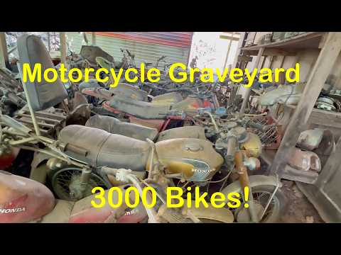 Incredible motorcycle junkyard. 3000 bikes! Rare and unusual and all for sale!