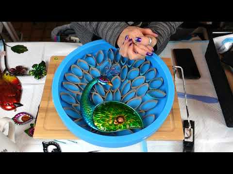 Paper towel roll Peacock in resin AMAZING using @usherl250 glitters Video#318