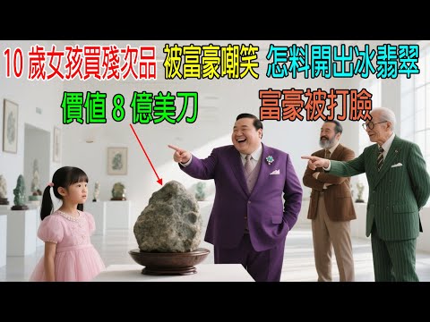 10歲女孩買殘次品，被富豪嘲笑，怎料開出冰翡翠，價值8億美刀！富豪被打臉