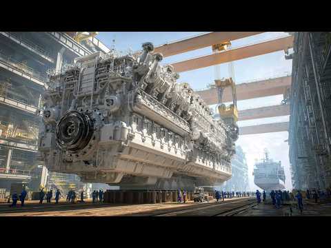 How Giant Engine Is Installed For Giant Ship. Industrial Manufacturing & Shipbuilding Documentary