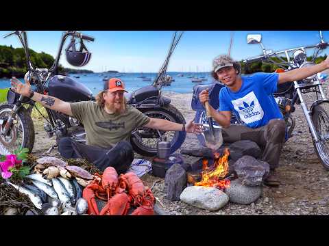 Chopper Motorcycle Build Catch & Cook | Day 1 of 7 Motorcycle Camping Maine Easy Rider Adventure