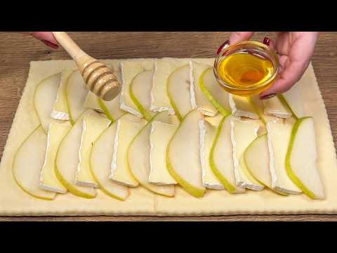 Ein traditionelles Festtagsrezept in 10 Minuten! Nur Blätterteig, Birne und Camembert.