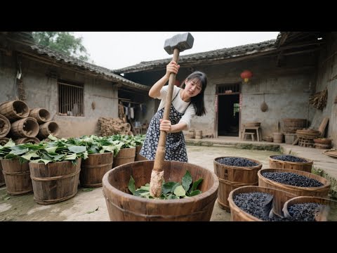 侗家阿妹的黑米芬芳｜草木染香入饭，传承一碗家的味道 #侗族美食 #乡村手作 #黑糯米饭