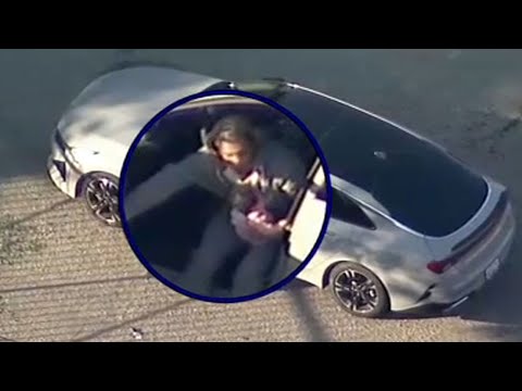 FULL CHASE: Robbery suspect emerges from car with baby after wild LA pursuit