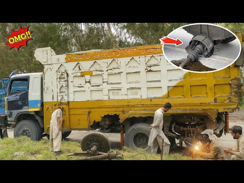 Overspeed Dumper Axle Broken on Highway – Repaired Brilliantly by Pakistani Mechanics